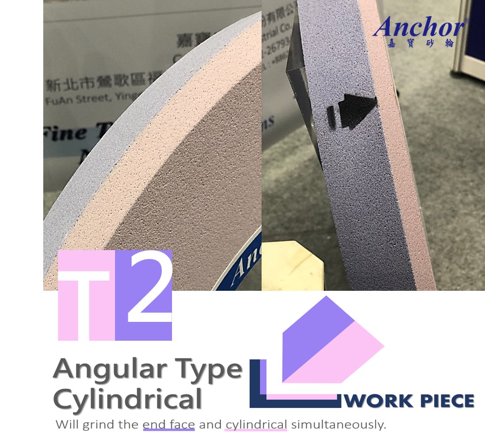 Two layers design – T2 angular type cylindrical grinding wheel